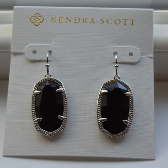 Kendra Scott ‘Elle Silver Drop Earrings in Black Opaque Glass’ brand new - Picture 12 of 14